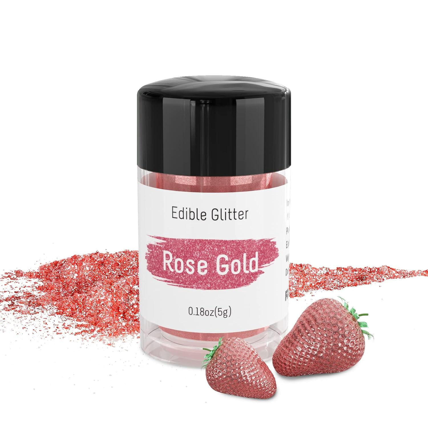 Edible Glitter Dust - 5 Grams Food Grade Shimmering Disco Glitter Vegan Metallic Food Coloring Sprinkle on Sparkle for Strawberries, Chocolates, Fondant Pops, Drinks Luster & More - Rose Gold