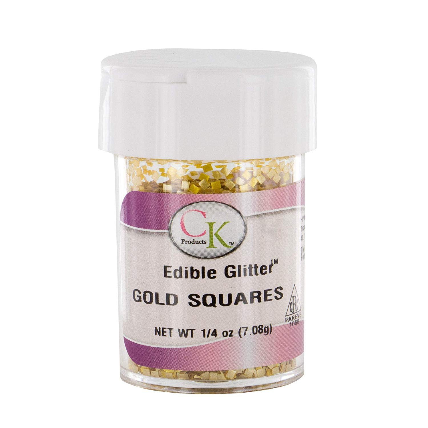 EDIBLE Glitter- Silver Metallic Squares, 25 oz.