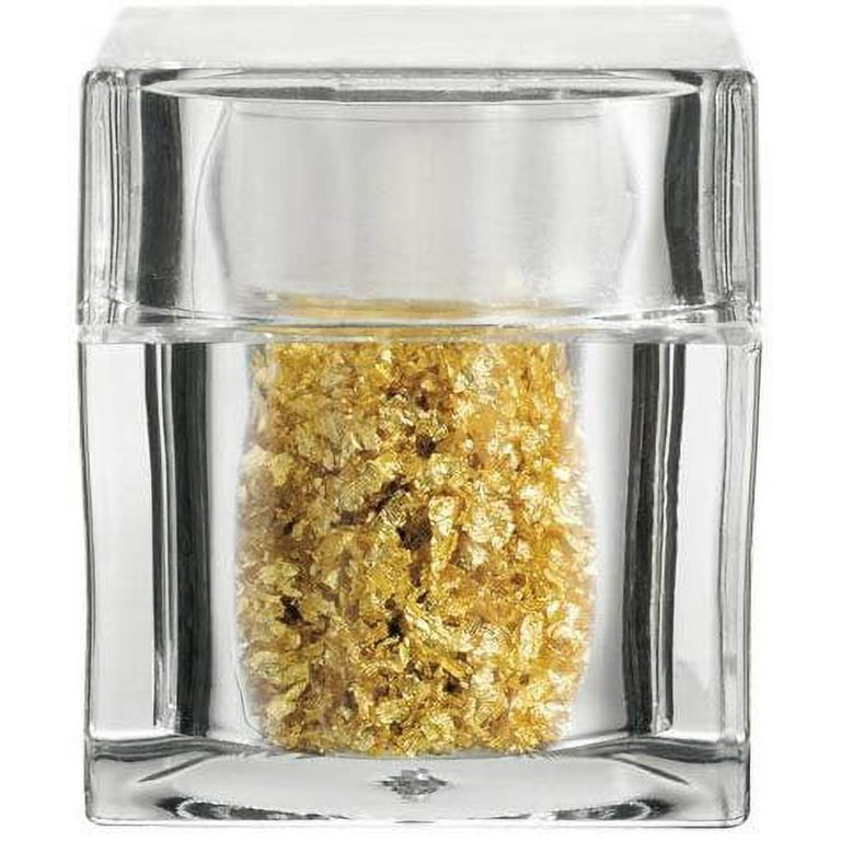 Edible Gold Leaf Flakes in Clear Acrylic Cube Shaker. 100mg