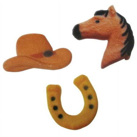 Edible Horse & CowBoy 16ct Edible Sugar Cupcake & Cake Decoration Topper