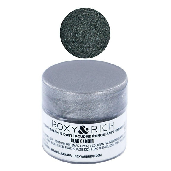 Edible Hybrid Sparkle Dust, Black , 2.5 Grams by Roxy & Rich