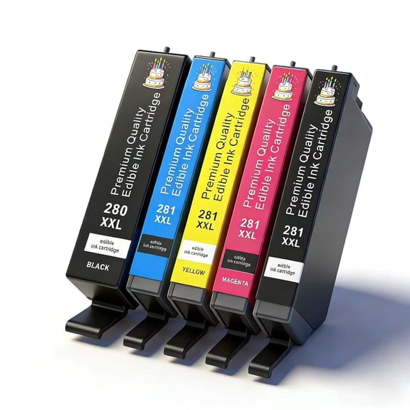 Edible Ink Cartridges for Canon PGI-280XXL CLI-281XXL, Food-Safe Ink for Cake, Cookie & Cupcake Printing, Edible Image Inks
