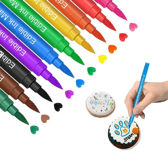 Edible Markers forTRDNCookies Food Coloring Pens 10Pcs, Fine and Thick Tip Food Grade Gourmet Writers for DIY Fondant Cakes Frosting Easter Eggs Baking Party Decorating Drawing Writing (10 PC)