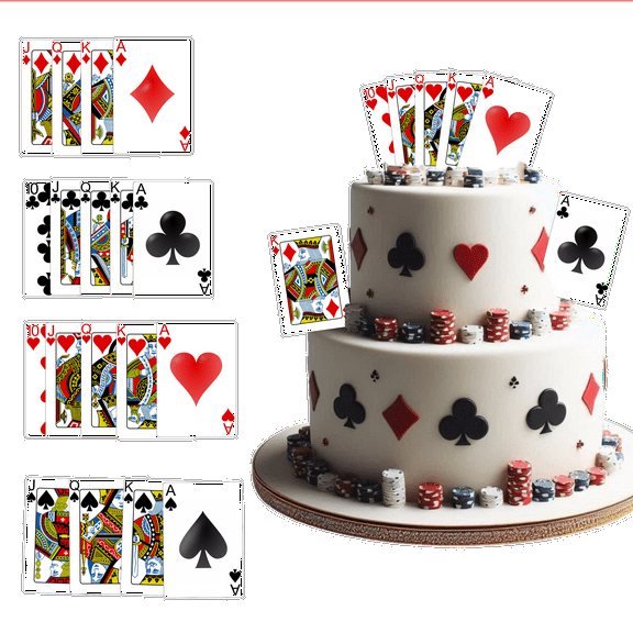 Edible Playing Cards Poker Cards Cake Toppers, 18 Count