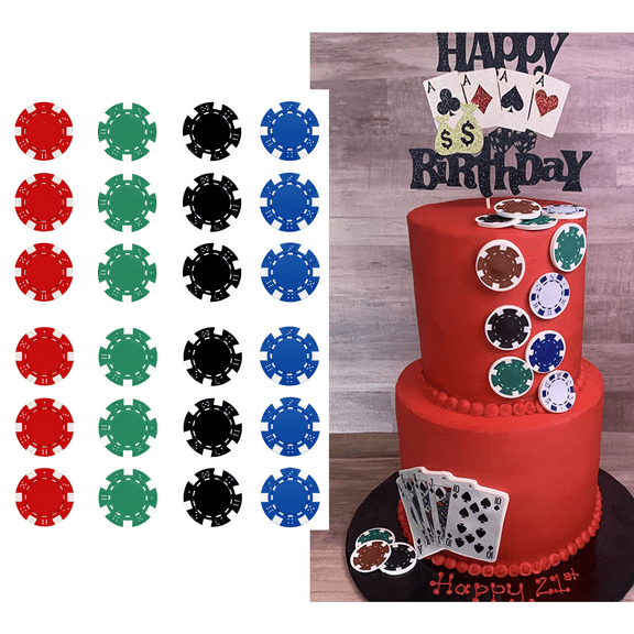 Edible Poker Chips Cake Decoration Set, 24 Count
