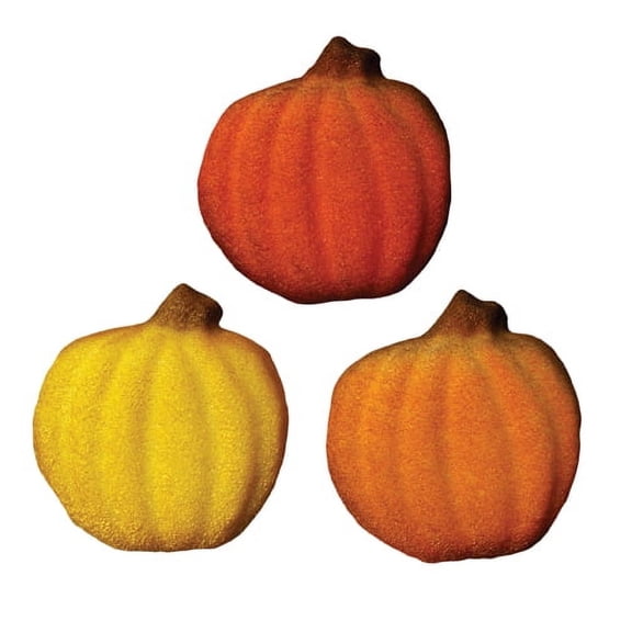 Edible Shimmer Pumpkin Molded Sugar Cake/Cupcake Decorations - 12 ct