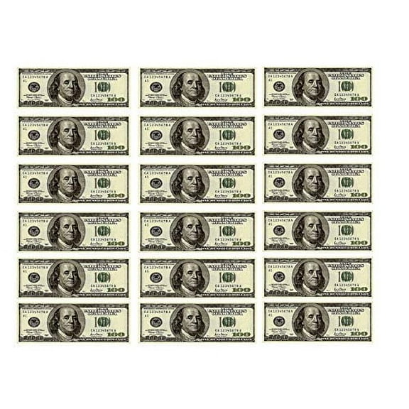 Edible Wafer Sheet Mini 100 Dollar Bills