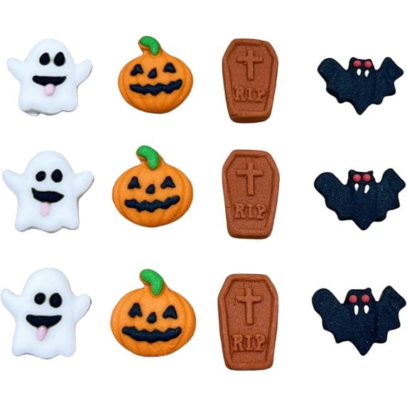 Edible candy cake decoration 4 shapes 3 tombstones 3 pumpkins 3 bats ...