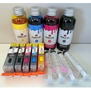 Edible ink Bundle Set Refill edible ink 4 bottles & Canon Edible ink PGI 280XXL / CLI 281XXL Refillable Cartridge- 5 sets