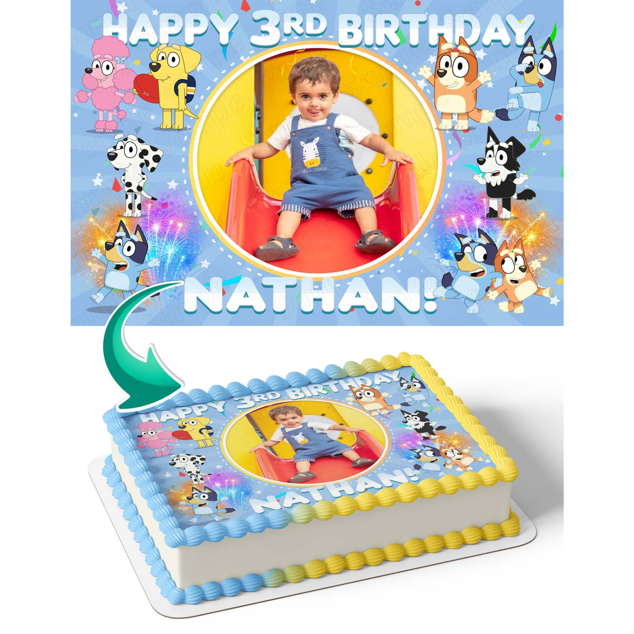 Ediblecaketopper Bluey V1 Photo Frame Edible Cake Topper Image - 8 In ...