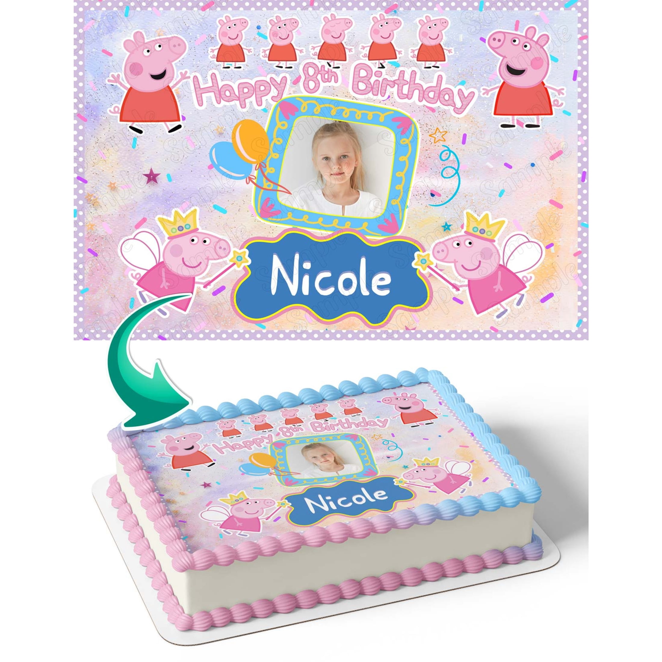 Picture Frame Topper Ediblecaketopper Peppa Pink Pig Cute Photo Frame Edible Cake Topper ...