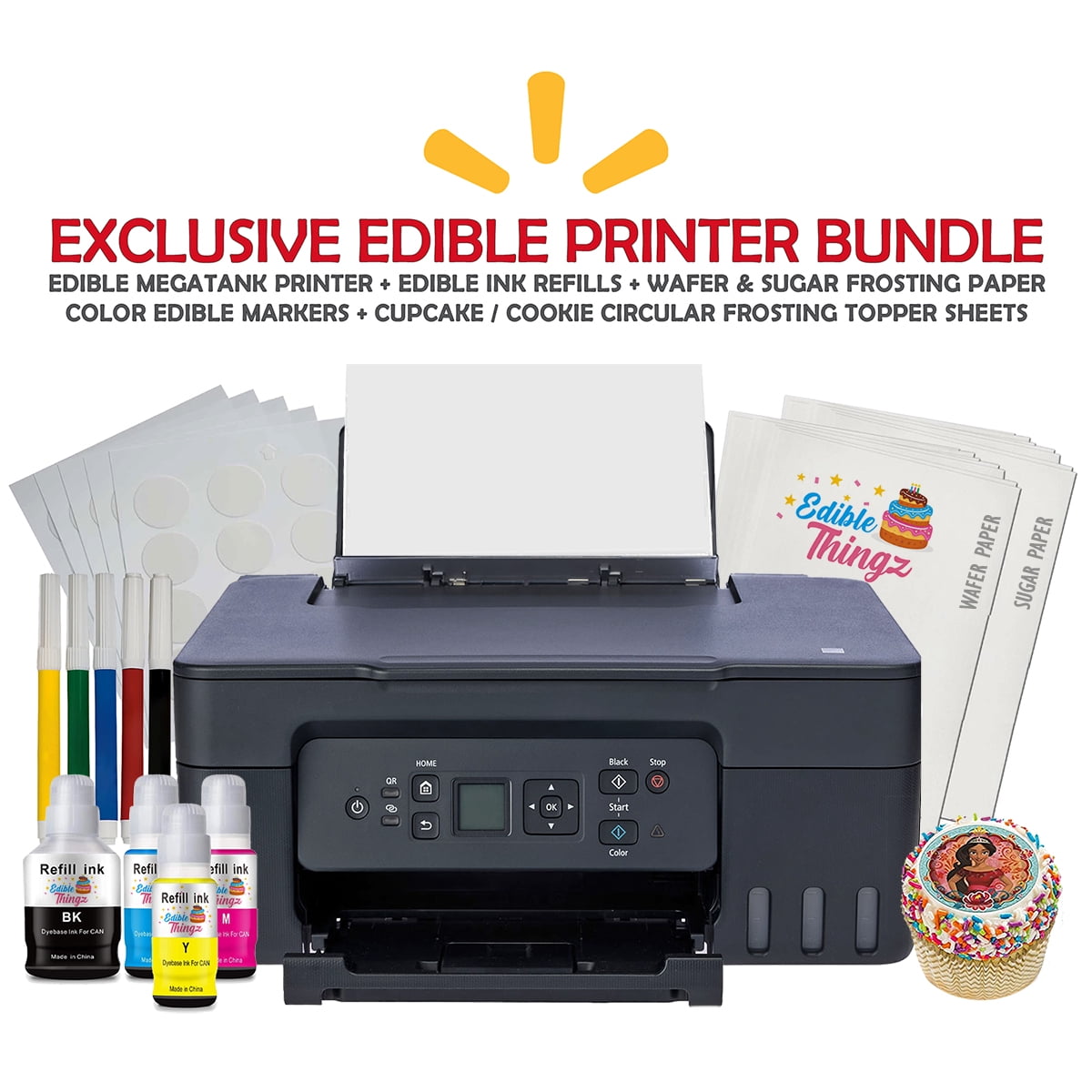 Ediblethingz Cake Topper Edible Image Printer, Edible Ink, Wafer & Sugar  Paper