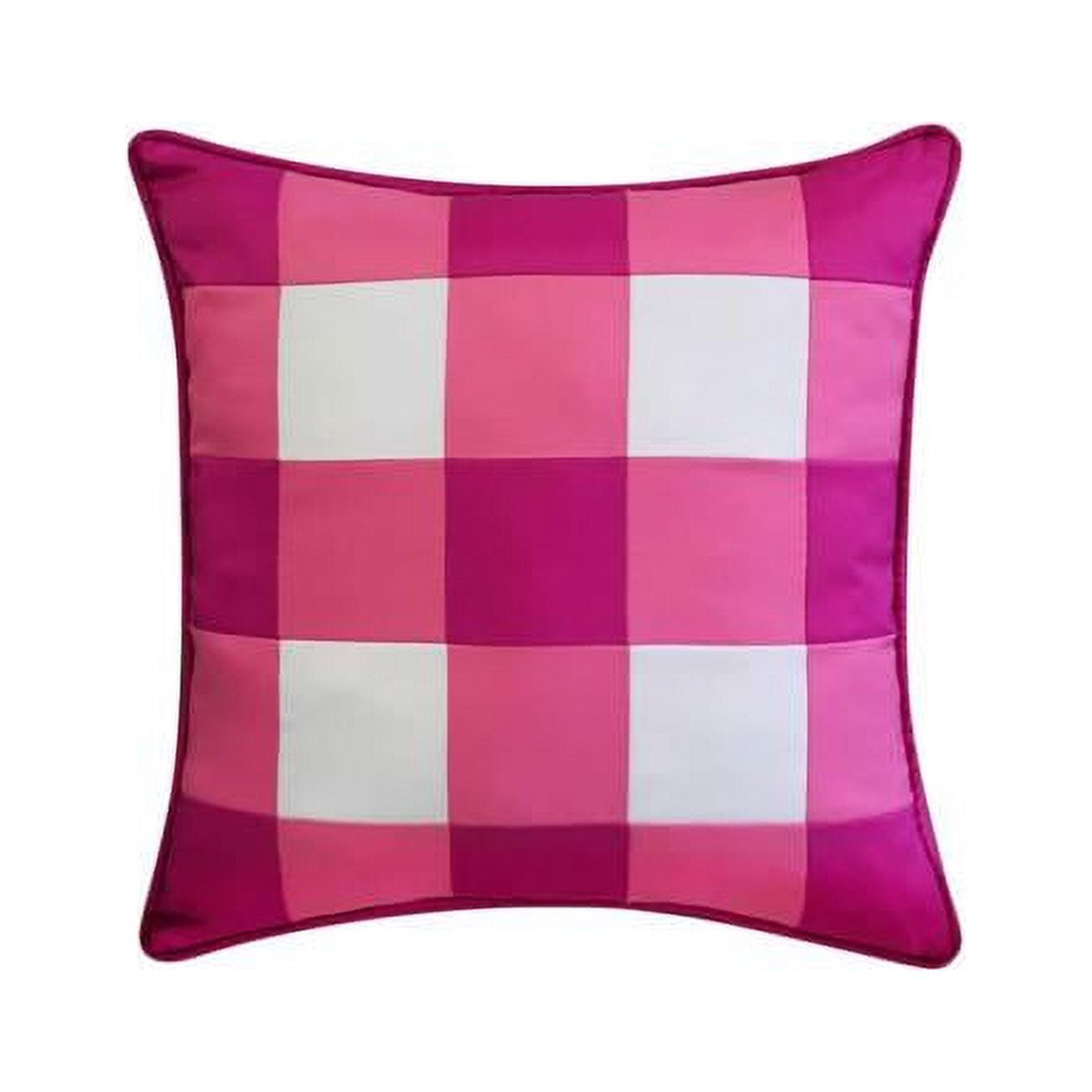 Pink and White Gingham Outdoor Decorative Pillow, 20 x 20 Polyester