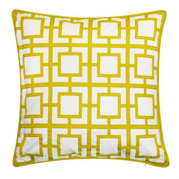 Edie Home EAH089CW588798 Modern Links Applique Indoor & Outdoor Decorative Pillow, Citron
