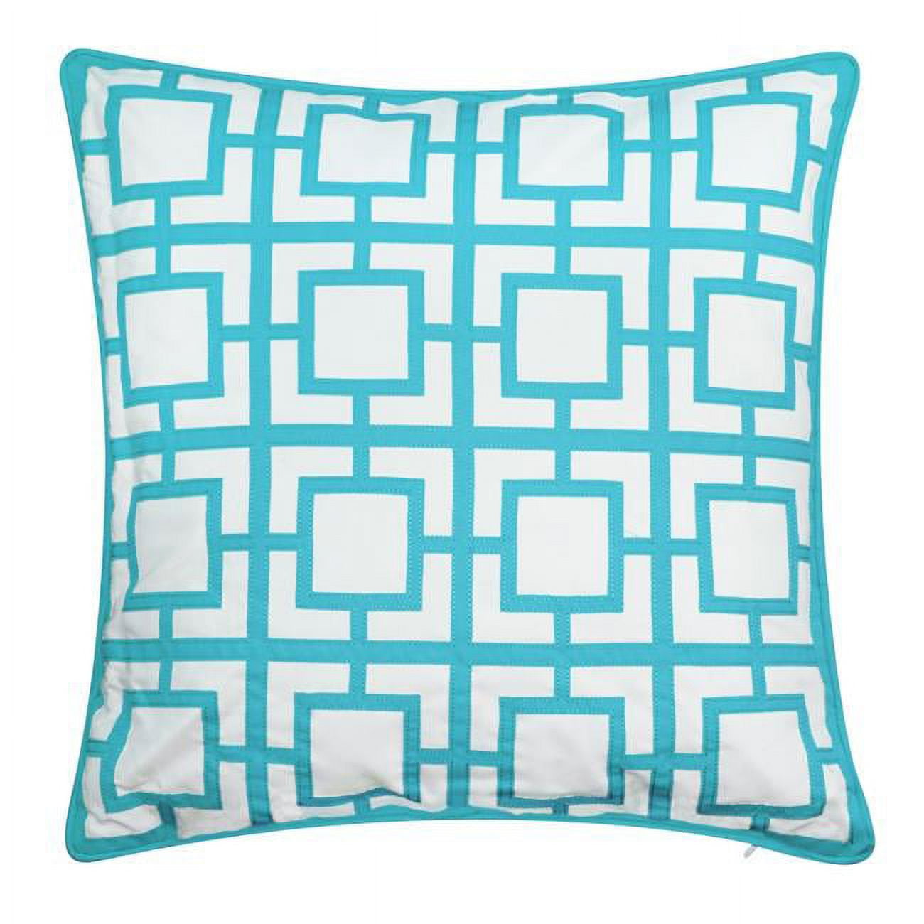 Edie Home  Modern Links Applique Indoor & Outdoor Decorative Pillow - Aqua - 20in. x 20in.