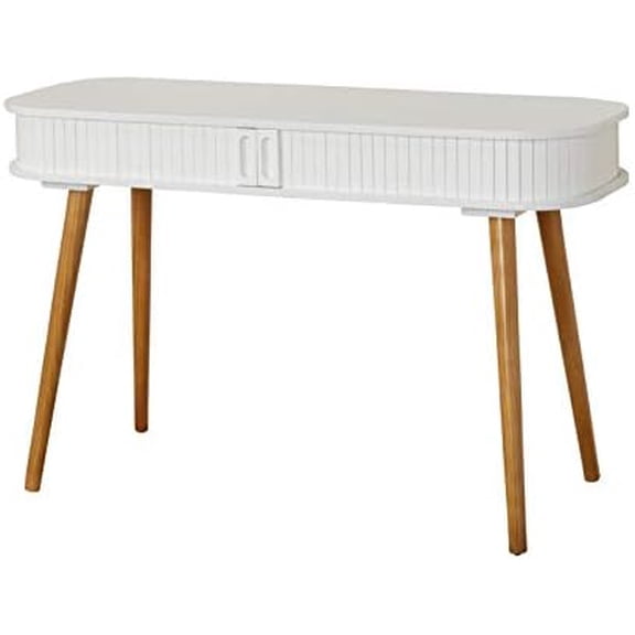 Edie Mid-Century Home Office Desk Entryway Table, White/Walnut$$Home Decor, Kitchen, & Other