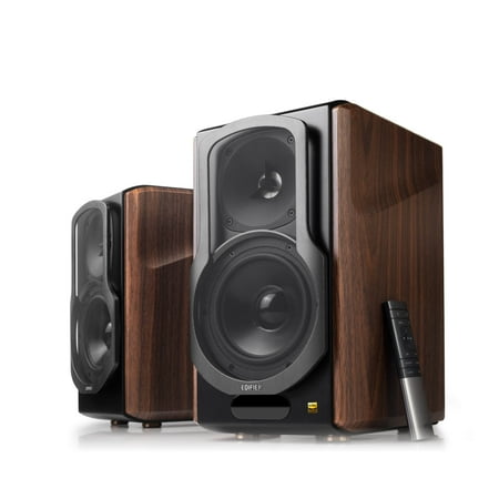 Edifier - S2000MKIII Powered Bluetooth Bookshelf, Computer - 130W Line-in Optical Input - Tri-Amped Studio Monitor 2.0 Speakers - Wood/Black