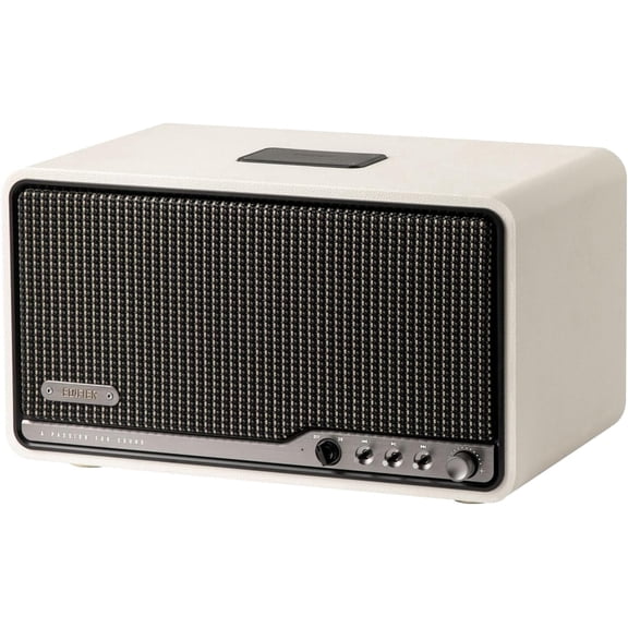 Edifier S300 Hi-Fi Tabletop Speaker, Hi-Res Audio LDAC for Wireless Multi-Room & Stereo Pairing, 80W Power Works with AirPlay 2 Bluetooth 5.4 USB-C AUX Inputs, Retro Design with Remote - Ivory