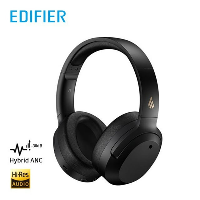 Edifier W820NB Hi-Res Wireless Headphones with Mic, Hybrid Active Noise Cancelling Bluetooth Office Over-Ear Headsets- Black