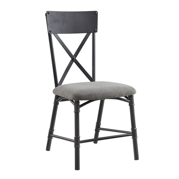 Edina Gray Fabric, Oak & Sandy Black Finish Side Chair (Set of 2)