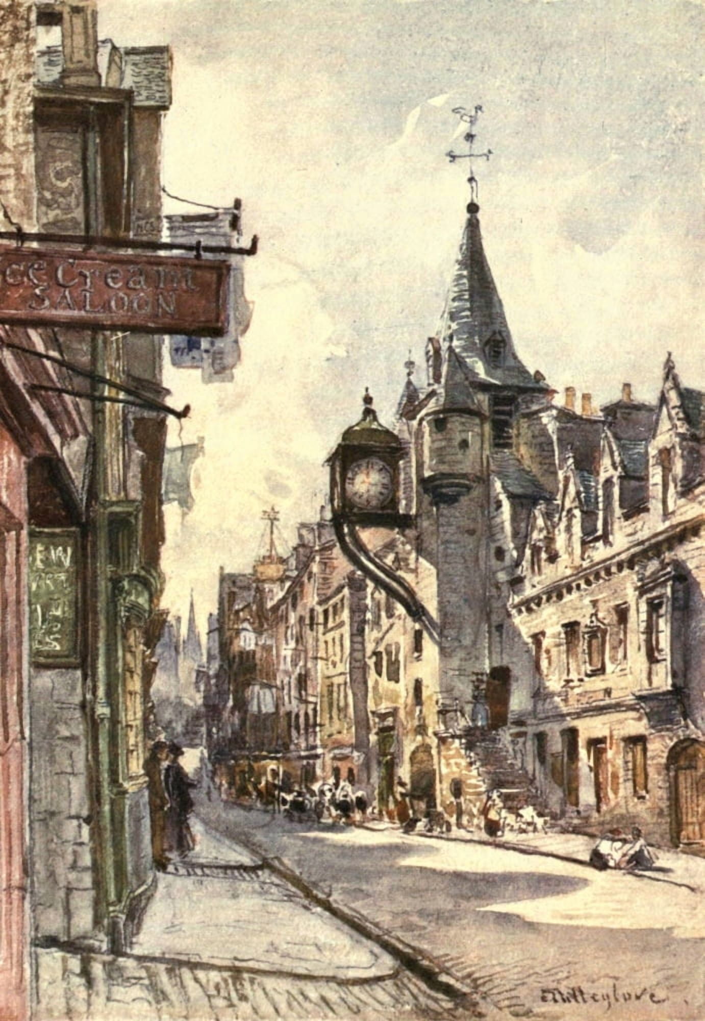 Edinburgh 1904 Canongate Tolbooth Canvas Art - John Fulleylove (18 x 24)