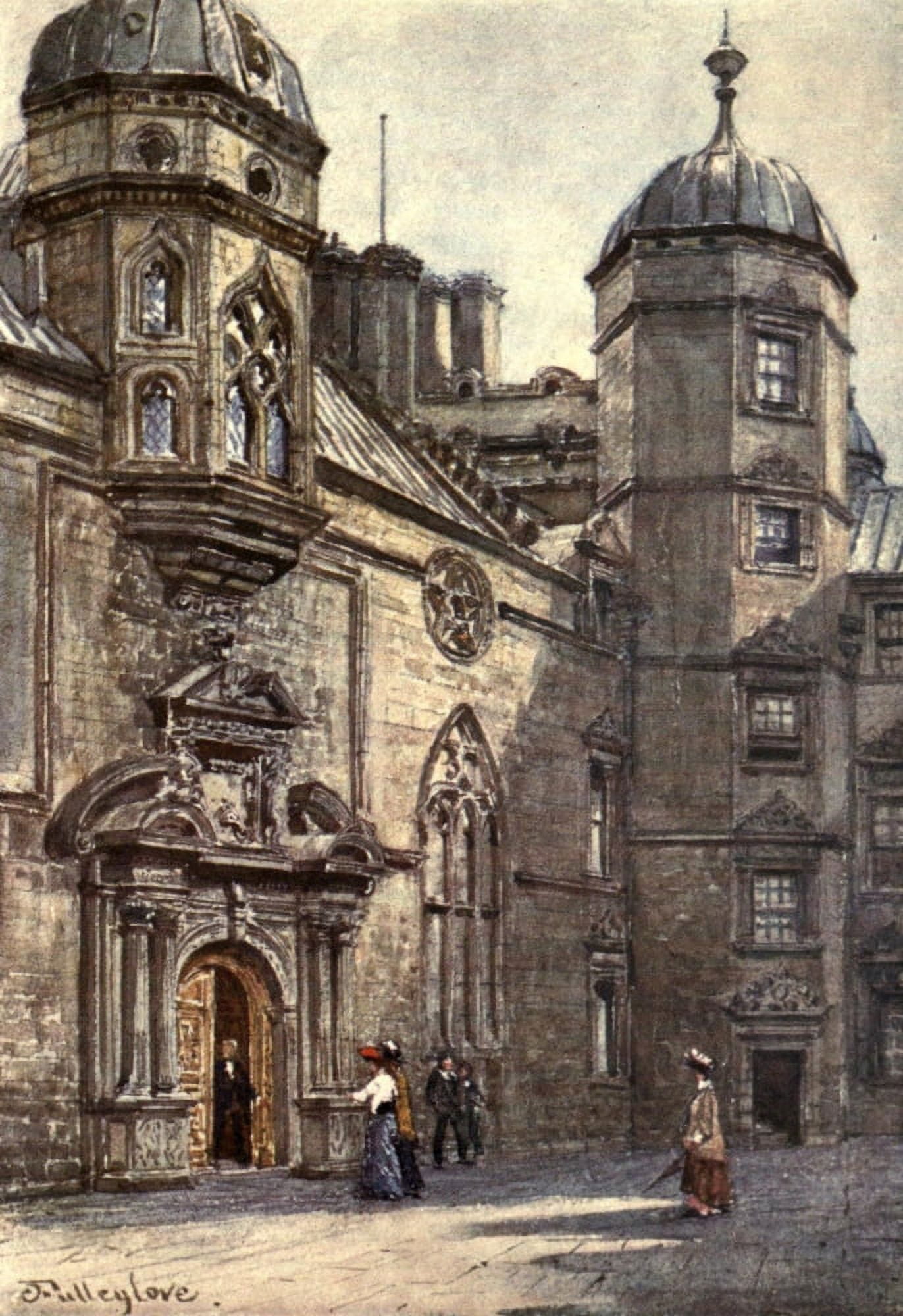 Edinburgh 1904 George Heriots Hospital quadrangle Canvas Art - John Fulleylove (18 x 24)