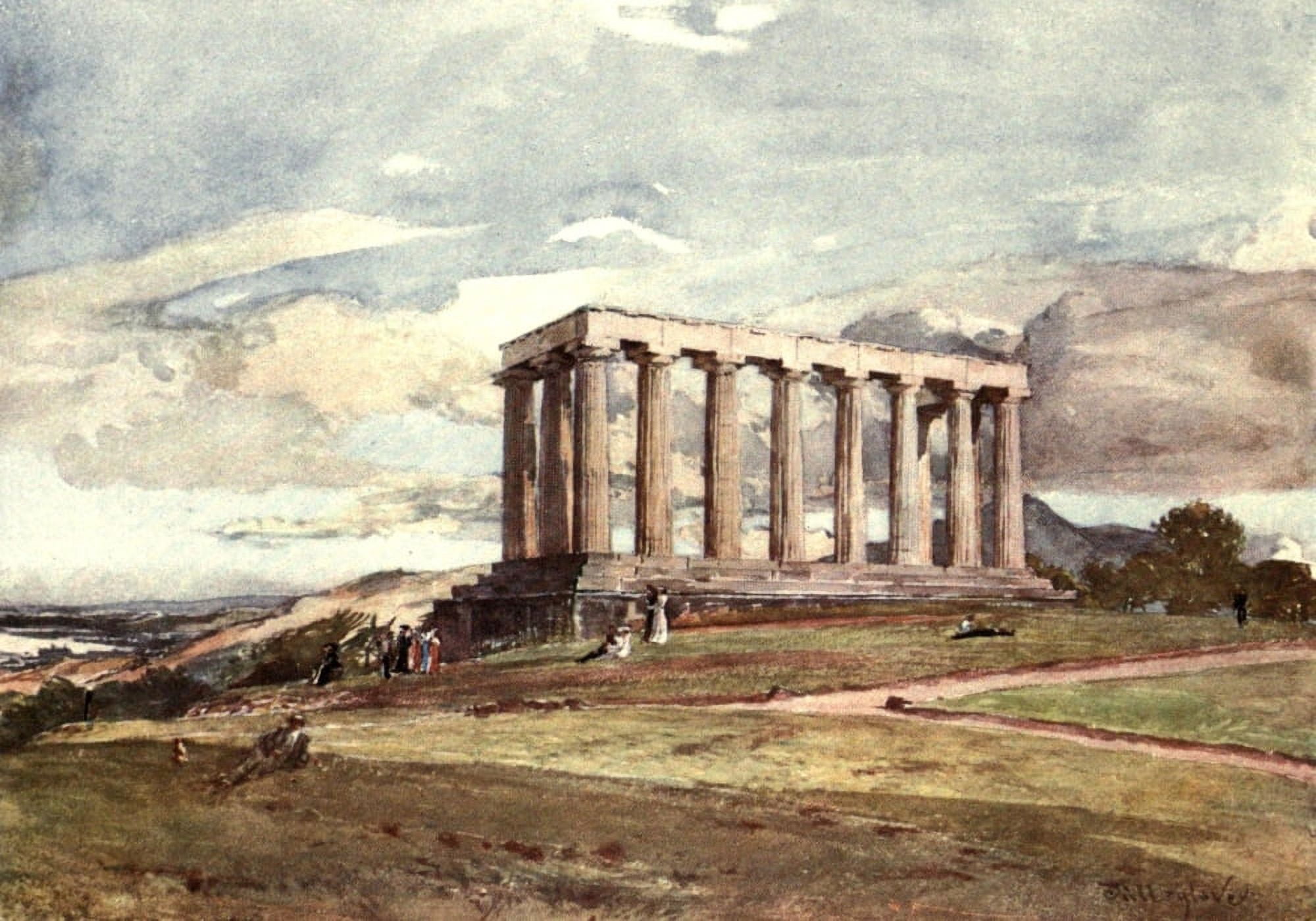 Edinburgh 1904 National Monument on Calton Hill Canvas Art - John Fulleylove (24 x 36)