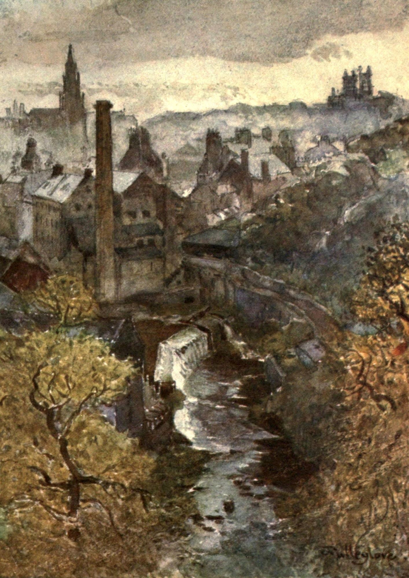 Edinburgh 1904 Water of Leith from Dean Bridge Canvas Art - John Fulleylove (18 x 24)