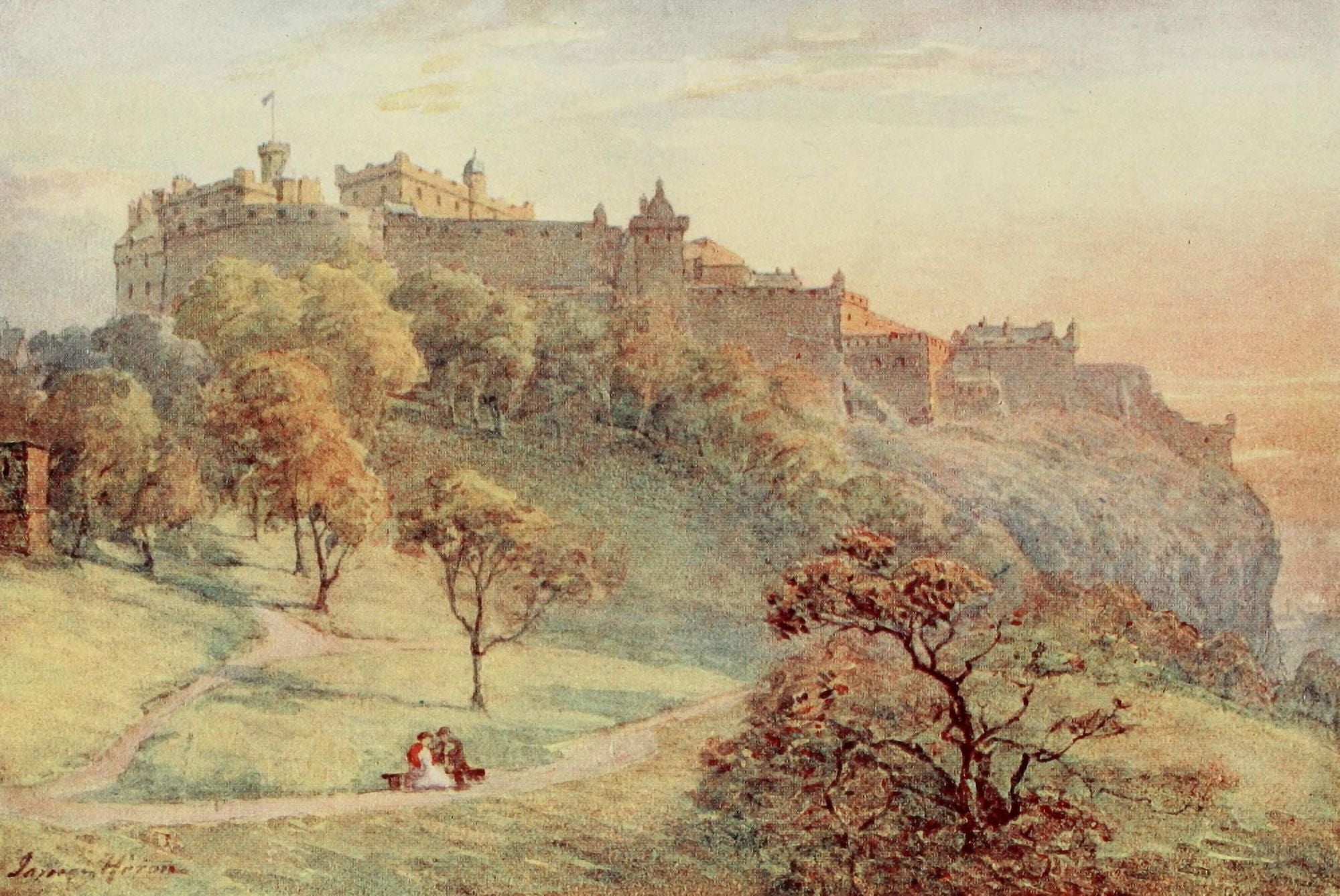 Edinburgh 1919 Edinburgh Castle Canvas Art - James Heron (24 x 36)