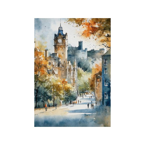 Edinburgh Art Print Cityscape Balmoral Clock Tower Scotland Travel