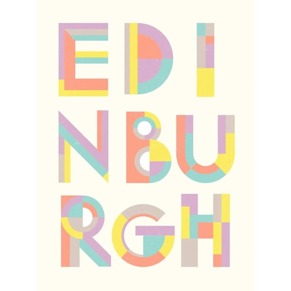 Edinburgh Capital Scotland Colourful Word Typograph Bold Art Print