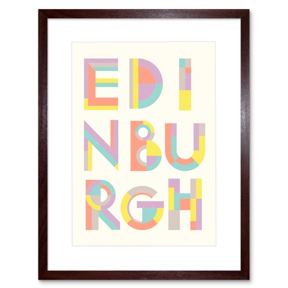 Edinburgh Capital Scotland Colourful Word Typograph Bold Framed Art Print