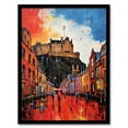 thumbnail image 1 of Edinburgh Castle Vibrant Oil Painting Autumn Rain Cityscape Art Print Framed Poster Wall Decor 12x16 inch, 1 of 5