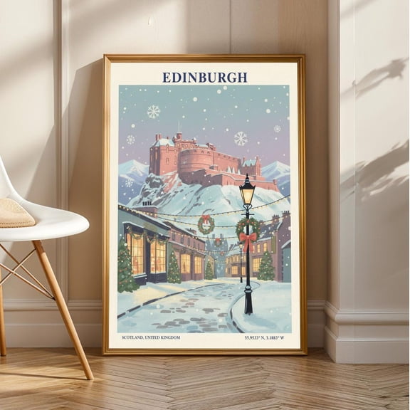 Edinburgh Castle Winter Poster - Scotland Wall Art - Cityscape Wall Art - - Travel Wall Decor -, Unframed Poster Size 16x24