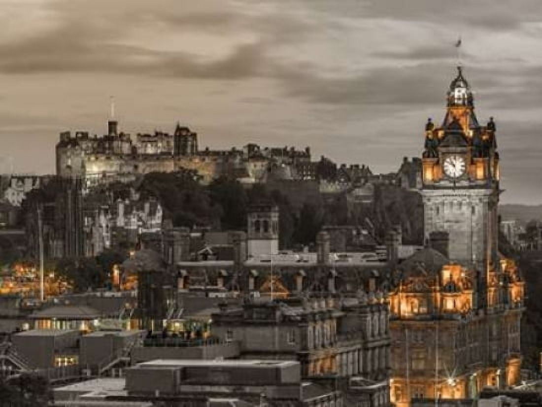 Edinburgh Castle and The Balmoral Hotel Scotland Canvas Art - Assaf Frank (18 x 24)