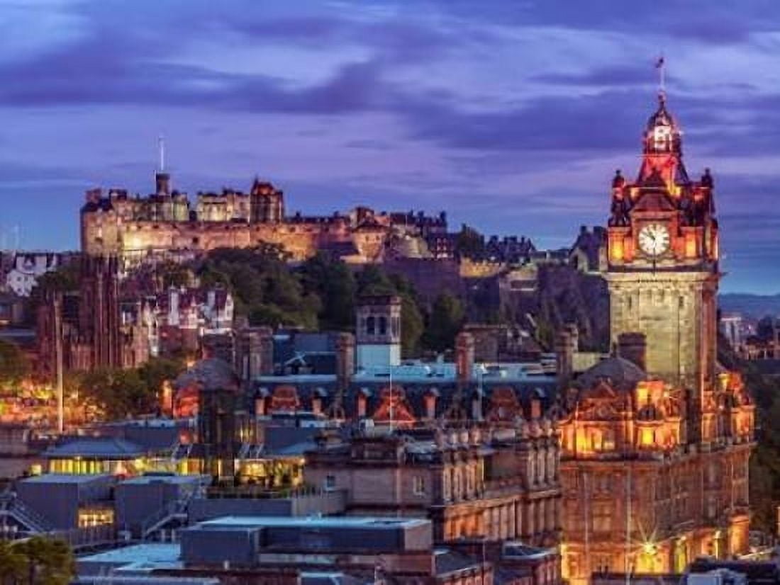 Edinburgh Castle and The Balmoral Hotel Scotland Canvas Art - Assaf Frank (18 x 24)