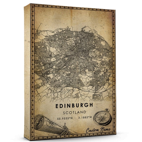 Edinburgh Map Poster, Scotland Map Art Poster, Canvas, Edinburgh Map City style Watercolor art Poster, Edinburgh Map Canvas - 89AZ1373