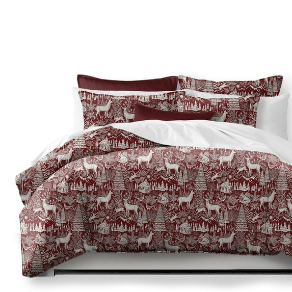 Edinburgh Maroon Red/White Comforter Set Twin