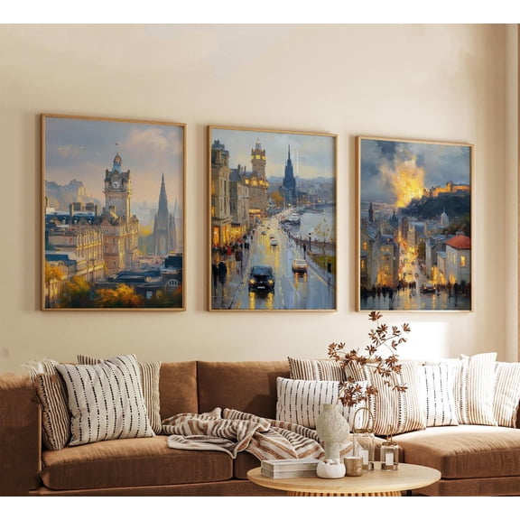 Edinburgh Posters Scottish City Wall Art Travel Print Set Modern Architecture Artwork Urban Home Decor UK Landscape Style Set 3