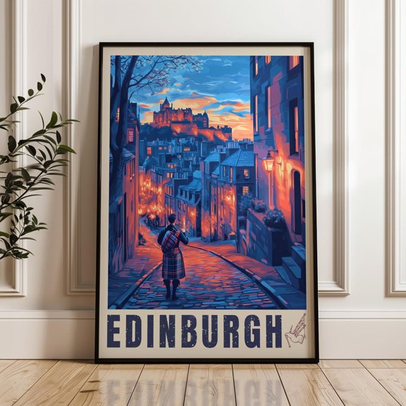 Edinburgh Scottish Highland Kilt Wall Art Poster Unframed Paper Print