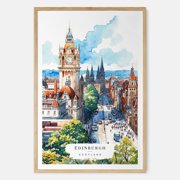 Edinburgh Skyline Watercolor Wall Art Print For Scottish City Decor