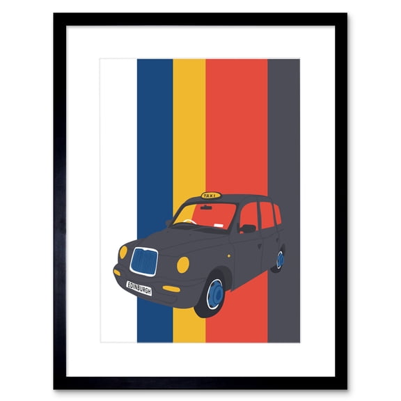 Edinburgh Transport Taxi Framed Wall Art Print 9X7
