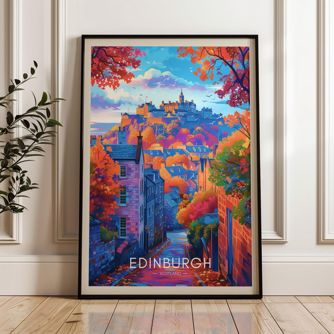 Edinburgh Travel Poster - Scotland Wall Art Print, Illustration Poster ...