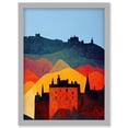 thumbnail image 1 of Edinburgh in Autumn Scotland Scottish Modern Folk Art Multi Coloured Cityscape Artwork Framed Wall Art Print A4, 1 of 4