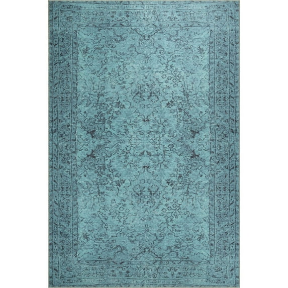 Edingburgh Turquoise Oriental Polyester Digital Print Decorative Area Rug