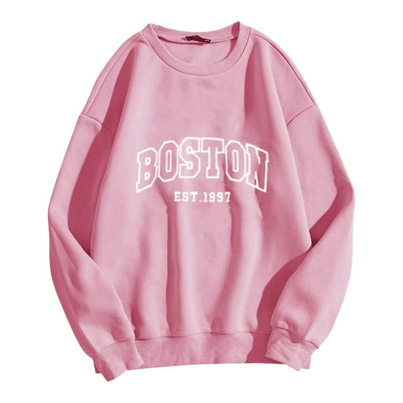 Ediodpoh 2025 Women's Hoodless Pullover Hatless Sweatershirt Sports Casual Top Letter Printing Color sweatshirts for women Pink_002 M