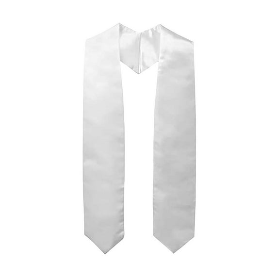 Ediodpoh Academic Graduation Stole for Middle School High School Pure Color Honor Sash Silk Shawl for Adults White