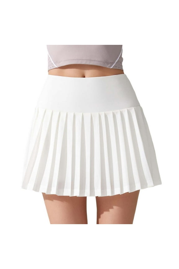 Athletic Skirt Pleated Tennis Skirt for Women with Shorts Athletic Skort for Workout Running Sports with Pockets Women's Skirts White S