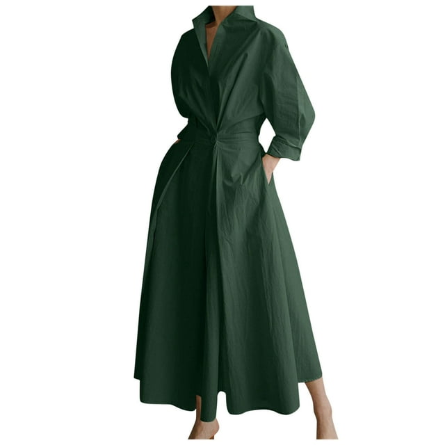 Ediodpoh Autumn Dress Long Sleeve Solid Color Elegant Maxi Dresses for ...