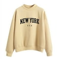 thumbnail image 1 of Riforla Autumn Winter Round Neck Solid Color Prints Long Sleeve Pullover sweatshirt for women York U S A Yellow S, 1 of 4